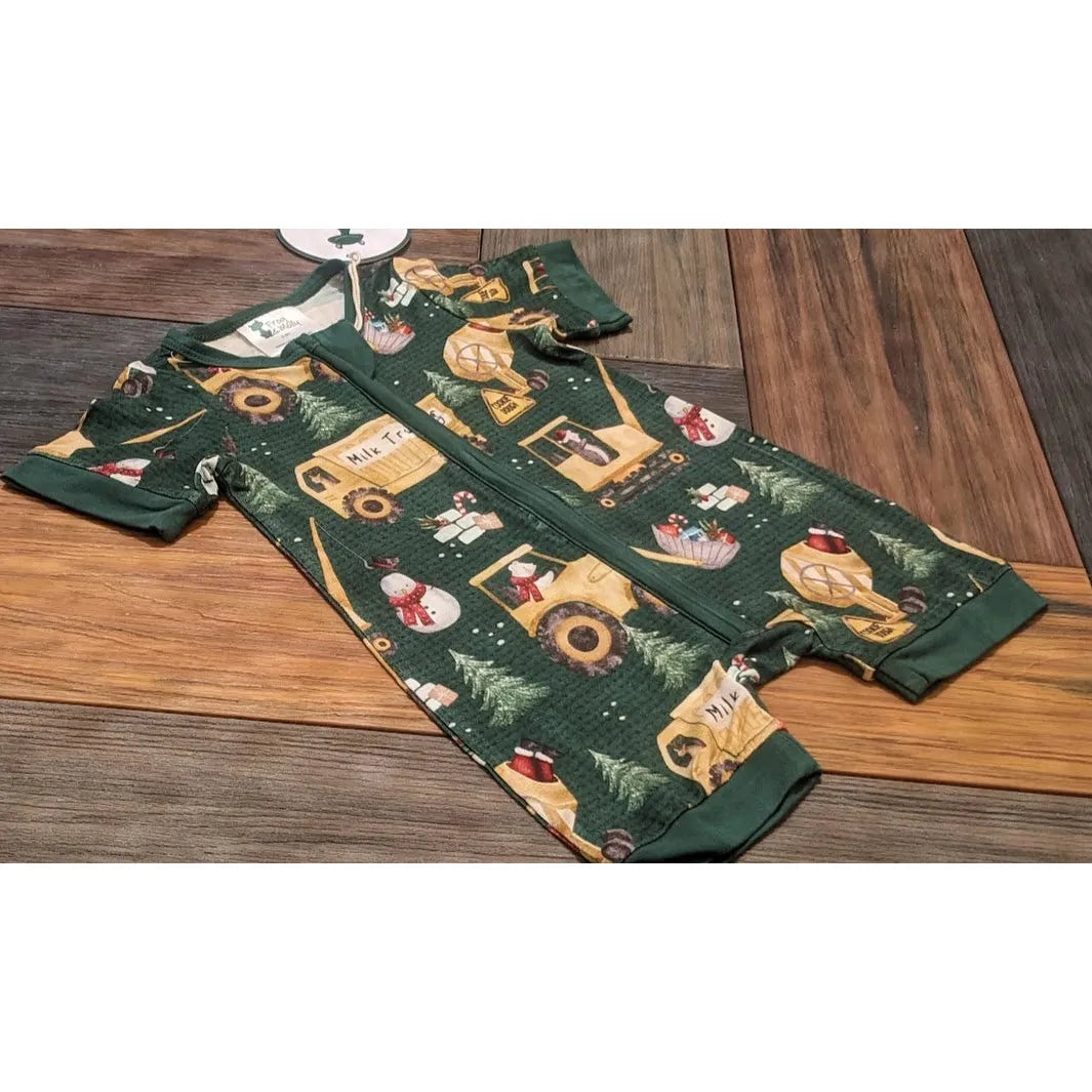 Christmas Construction Shortie Romper
