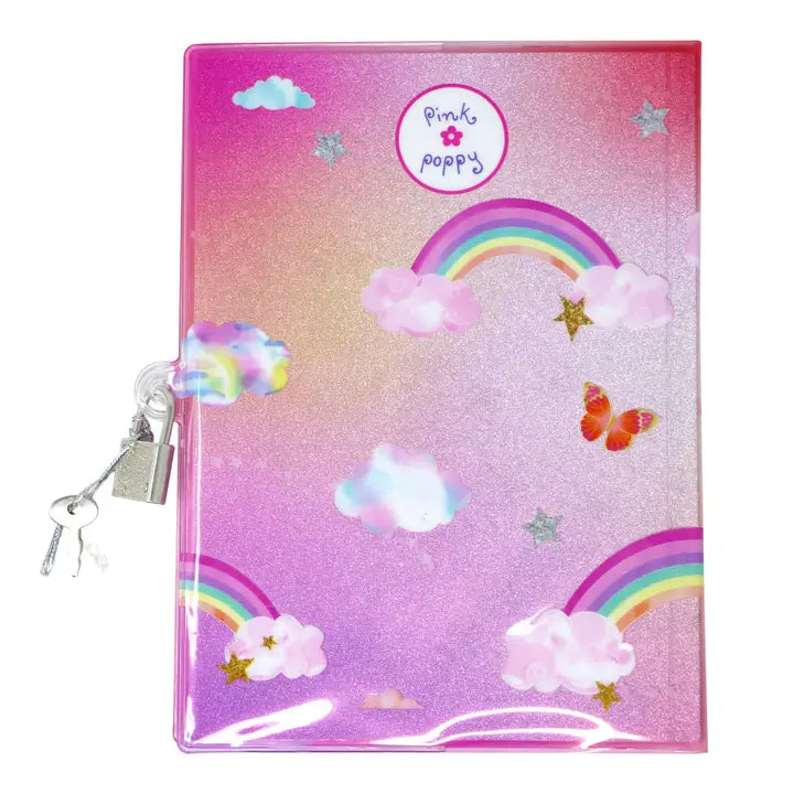Pink Poppy Unicorn Butterfly 3D Lockable Diary