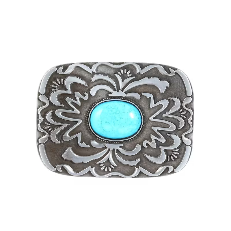Western Belt Buckle – Turquoise Stone Style