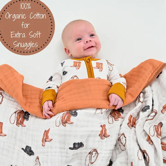 Better in Boots Muslin Quilt Baby & Kids Blanket – 47x47