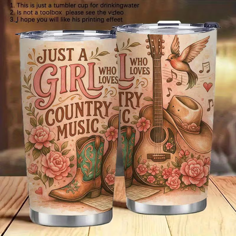 Just a Girl Who Loves Country Music – 20oz Stainless Steel Travel Mug