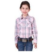Wrangler - Girl’s Phoebe Check Logo Western Long Sleeve Shirt