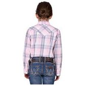 Wrangler - Girl’s Phoebe Check Logo Western Long Sleeve Shirt