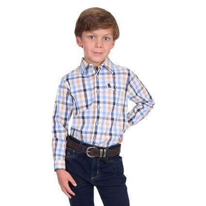 Thomas Cook Boy’s Jesse Check 2-Pocket Long Sleeve Shirt – Navy/Tan