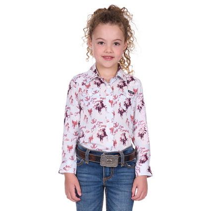 Wrangler - Girl’s Doreen Print   Western Long   Sleeve Shirt
