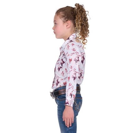 Wrangler - Girl’s Doreen Print   Western Long   Sleeve Shirt