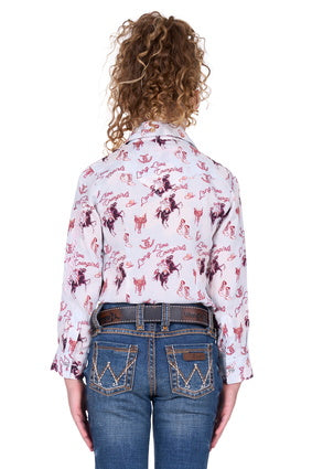 Wrangler - Girl’s Doreen Print Western Long Sleeve Shirt