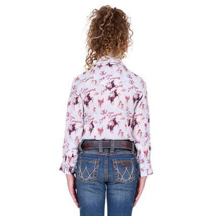 Wrangler - Girl’s Doreen Print   Western Long   Sleeve Shirt