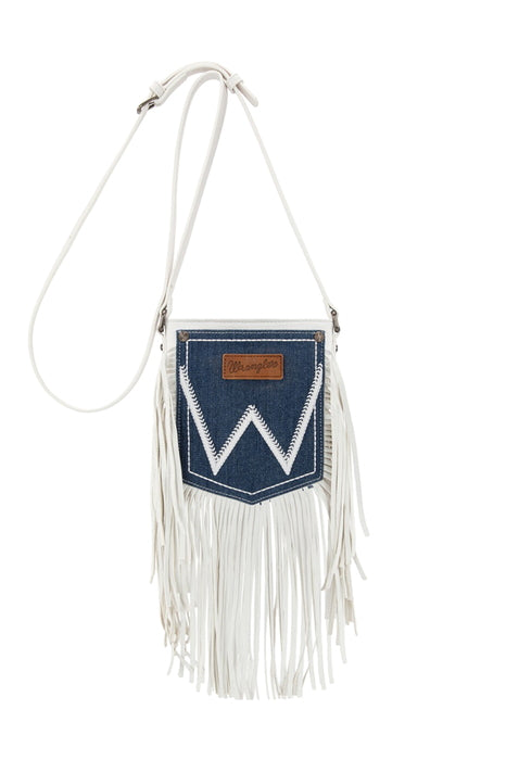 Wrangler® Denim Pocket Fringe Bag - White
