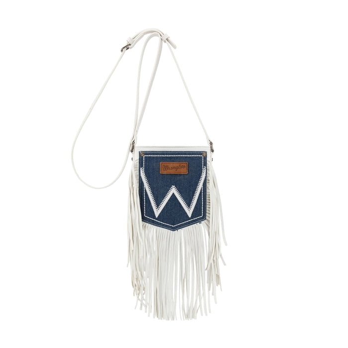 Wrangler® Denim Pocket Fringe Bag - White
