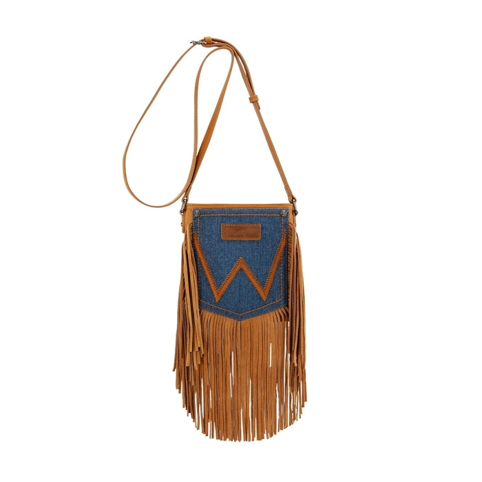 Wrangler® Denim Pocket Fringe Bag - Tan