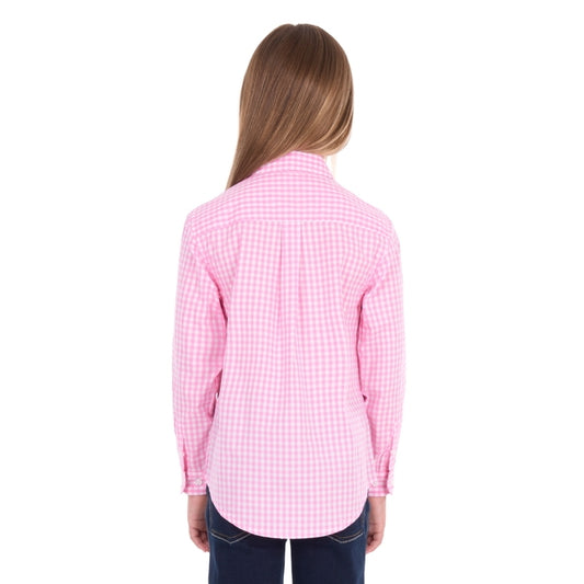 Hard Slog Taylor Girls Long Sleeve Gingham Shirt – Pink