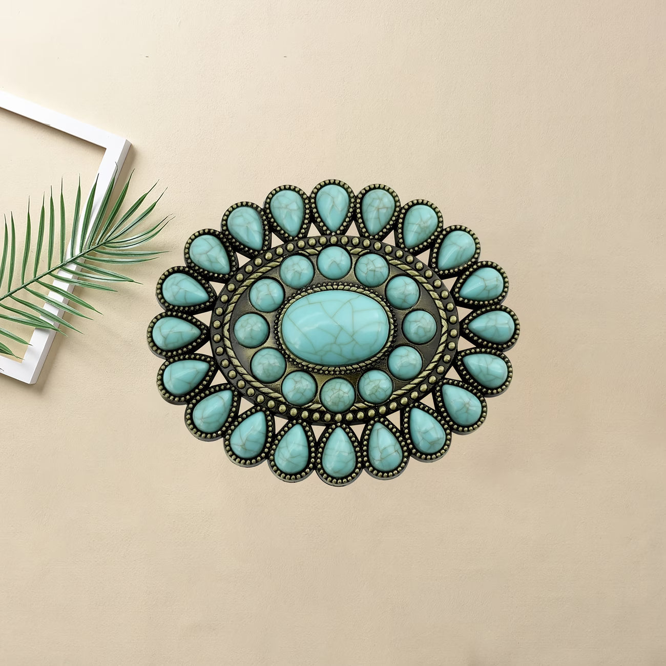 Western Ethnic Turquoise Zapata Belt Buckle