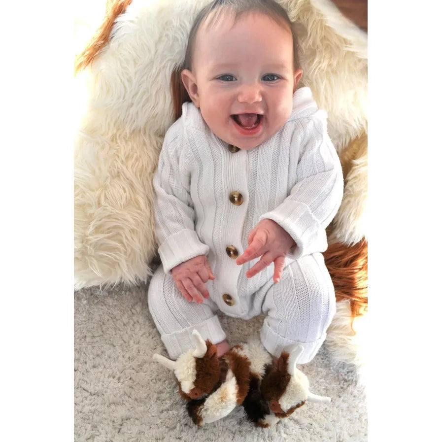 Texas Longhorn Highland Cow Plush Baby Slippers House Shoes