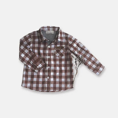 Boys Dress Shirt – Large Bronze Check