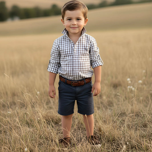 Love Henry Boys Oxford Dress Shirt – Tan Check
