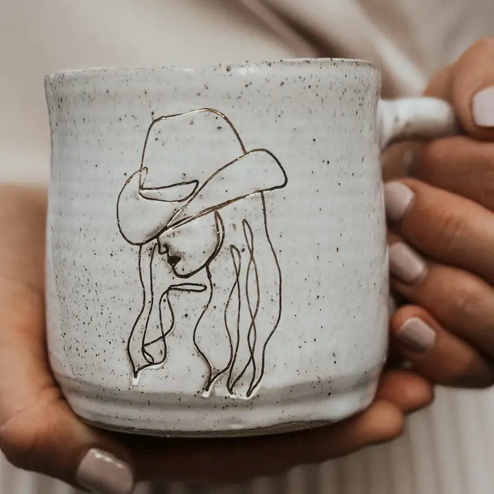 Handmade Ceramic Cowgirl Mug with Handle