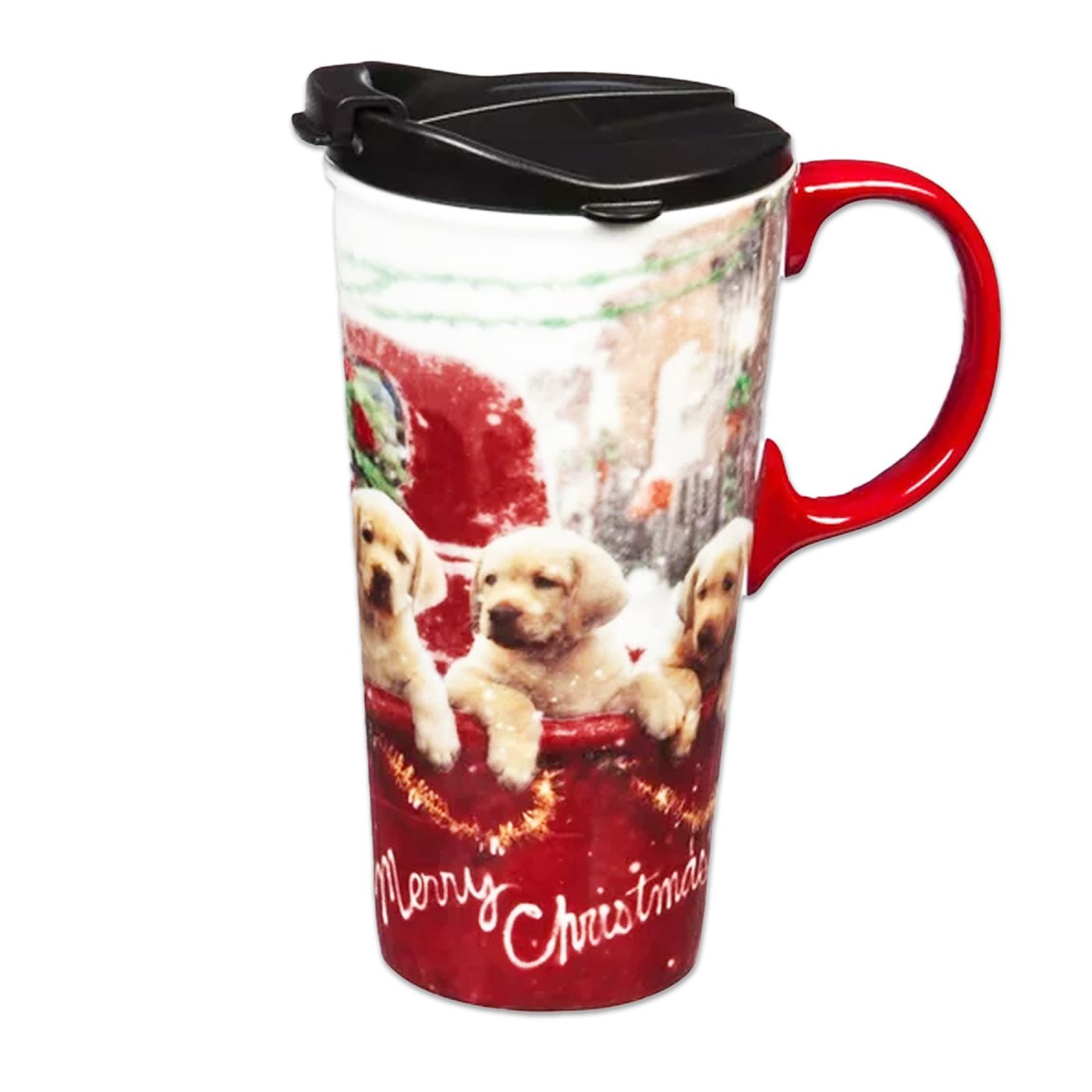 Ceramic Travel Cup Gift Box – Xmas Puppies 🐾🎄