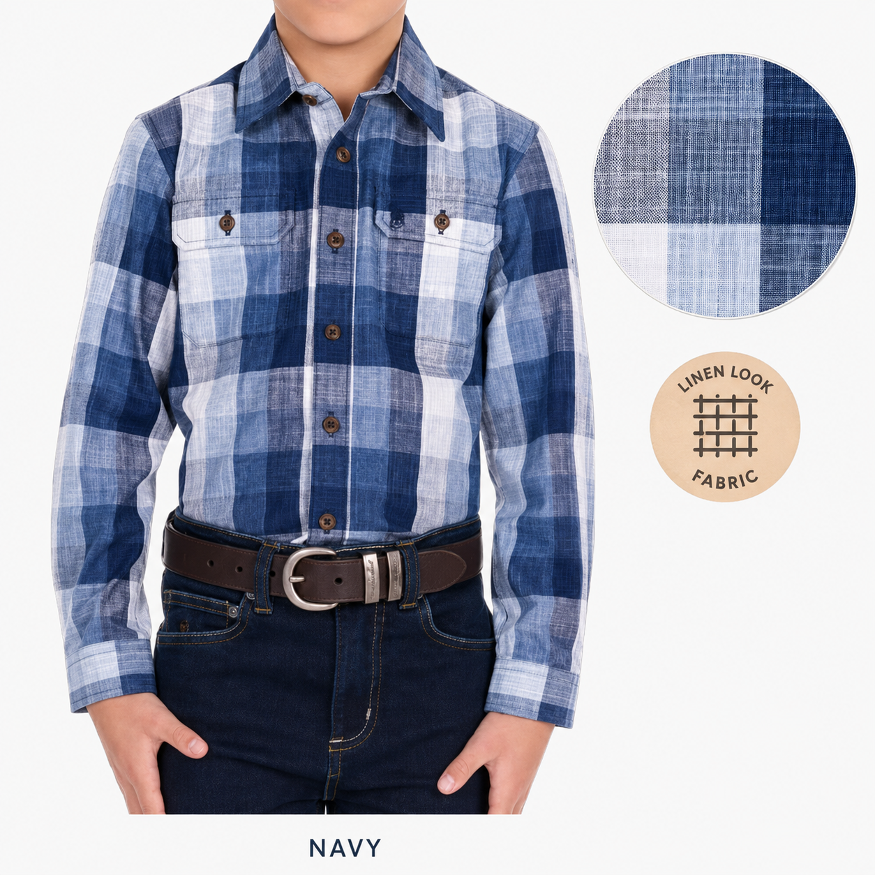 Boy’s Oscar Check 2-Pocket Long Sleeve Shirt