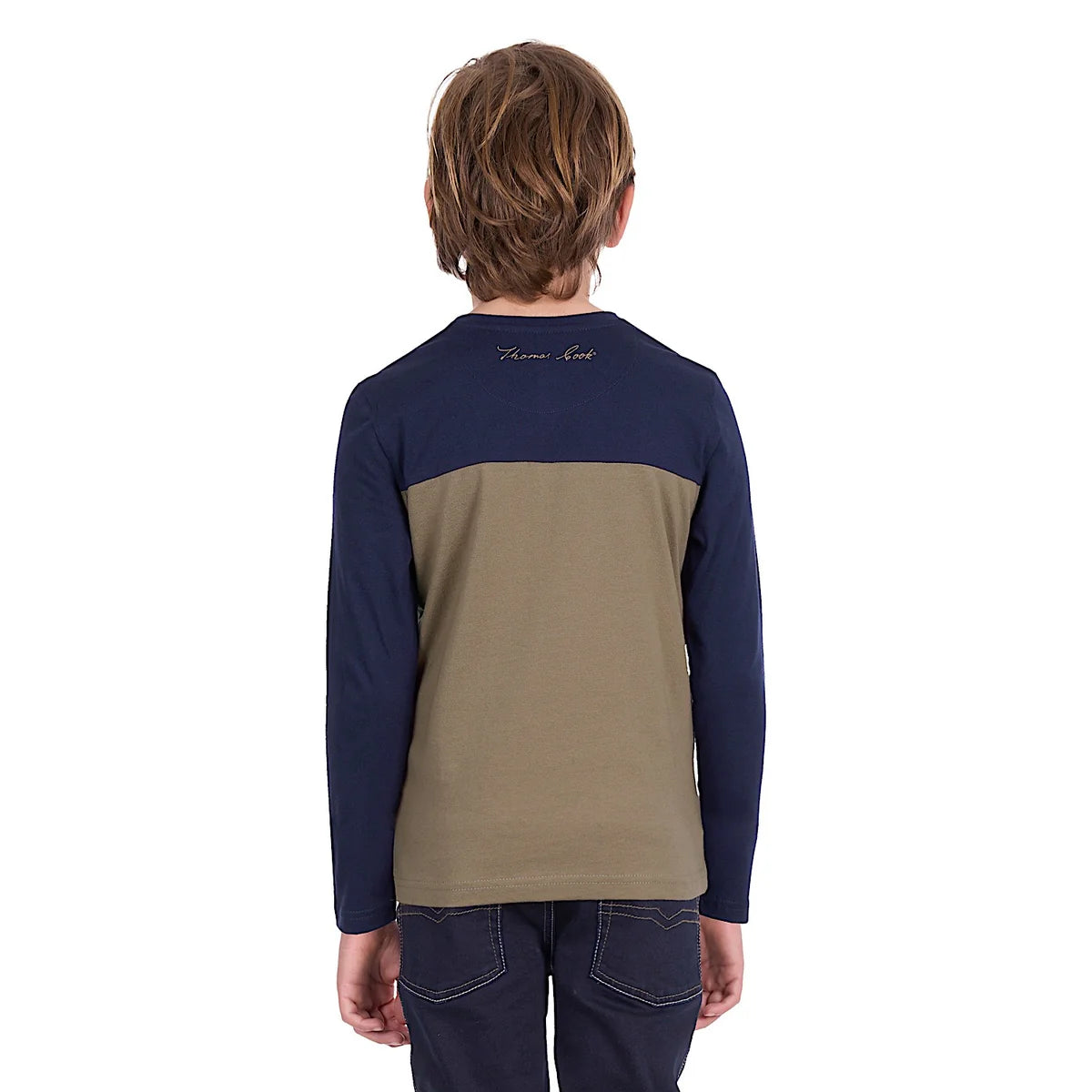 Thomas Cook Boys Karl Henley Long Sleeve Tee – Navy / Tan