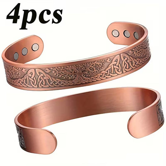 Tree of Life Copper Magnetic Bracelet – Adjustable Solid Copper Cuff