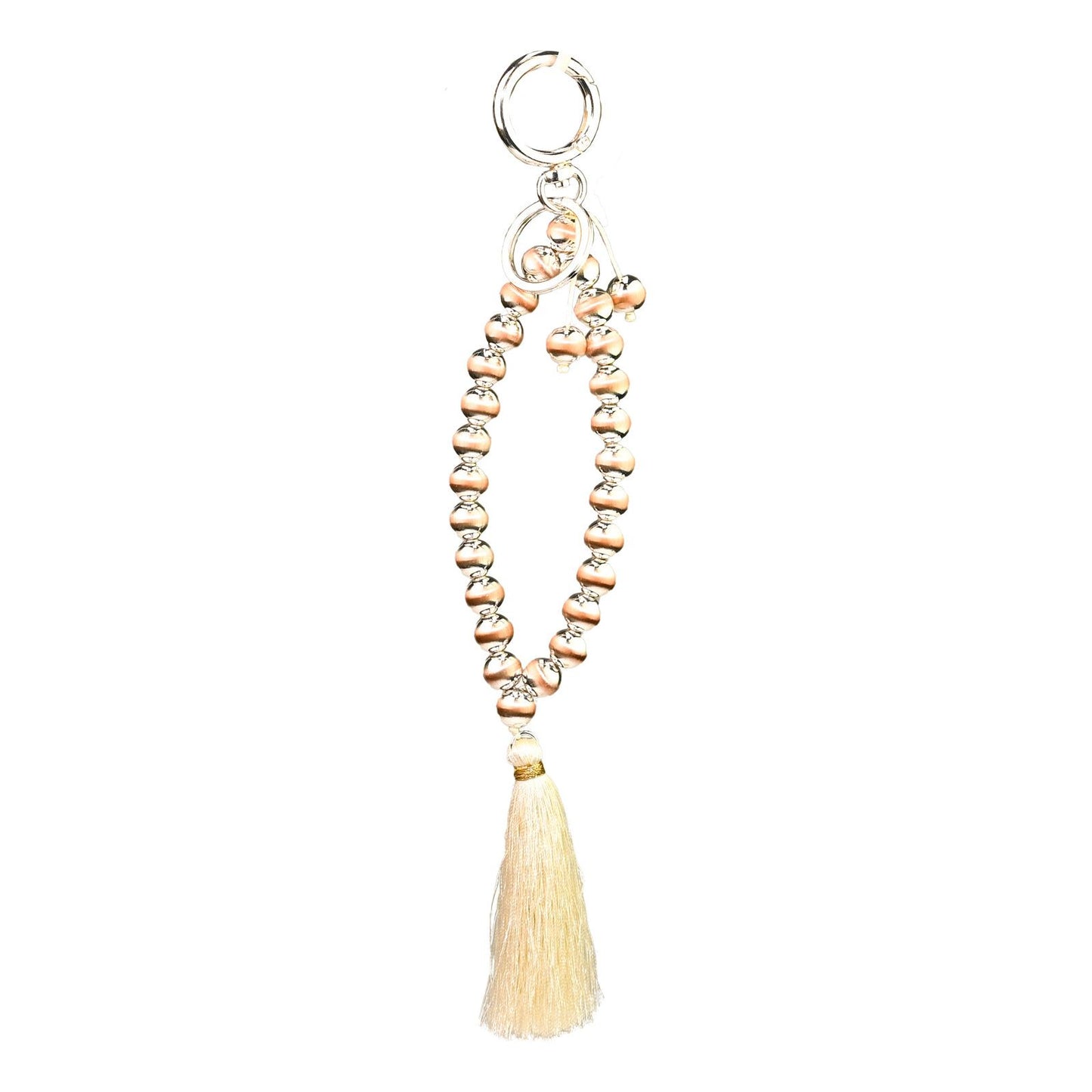 High Fashion tassels metal Keyring Bag chain - White