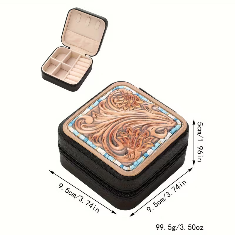 Boho Chic Jewelry Organizer Box with Detachable Tray