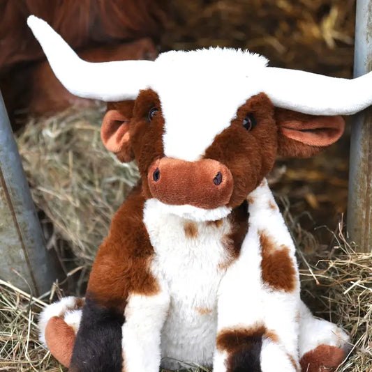 Texas Longhorn Highland Cream Large Brown Cow Soft Toy – 30cm