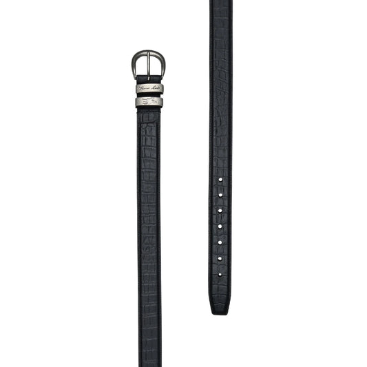 Thomas Cook Black - Crocodile Twin Keeper Belt