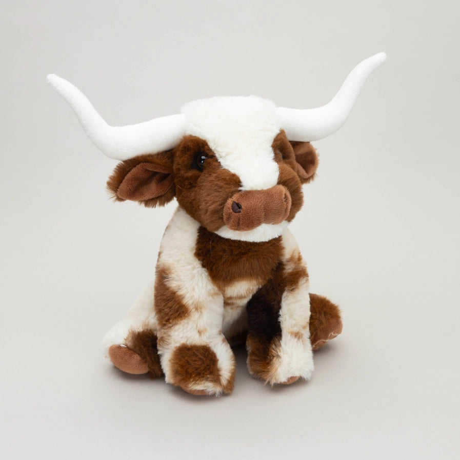 Texas Longhorn Highland Cream/Brown Soft Toy Cow - 23cm