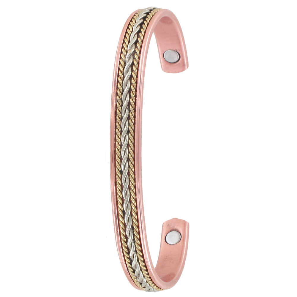 Tone Twist Copper Bangle – 3 Tone Solid Copper Magnetic Therapy Bracelet