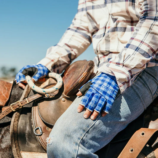 Hamilton’s Blue Gingham UPF 50+ Sun Protection Gloves