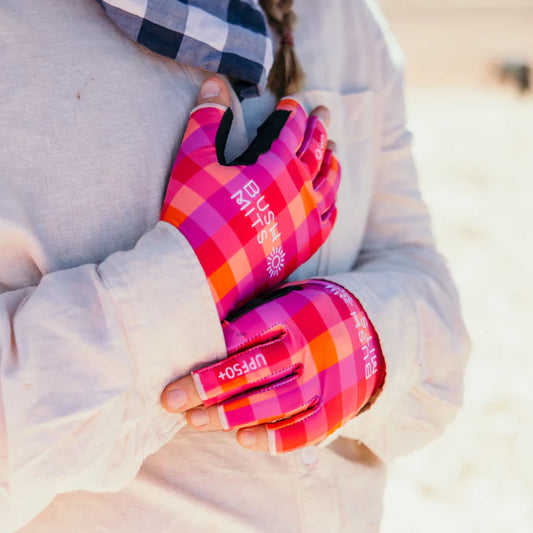 Bush Mits Golden Hour Gingham UPF 50+ Sun Protection Gloves