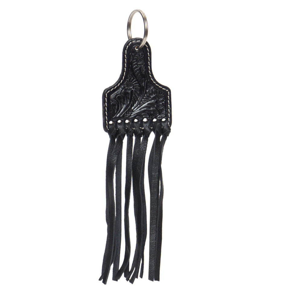 Tooling Leather Keyring with Tassels