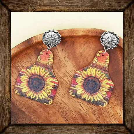 Bright Sunflower Stud Drop Earrings