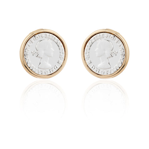 Gold & Silver Coin Stud Earrings
