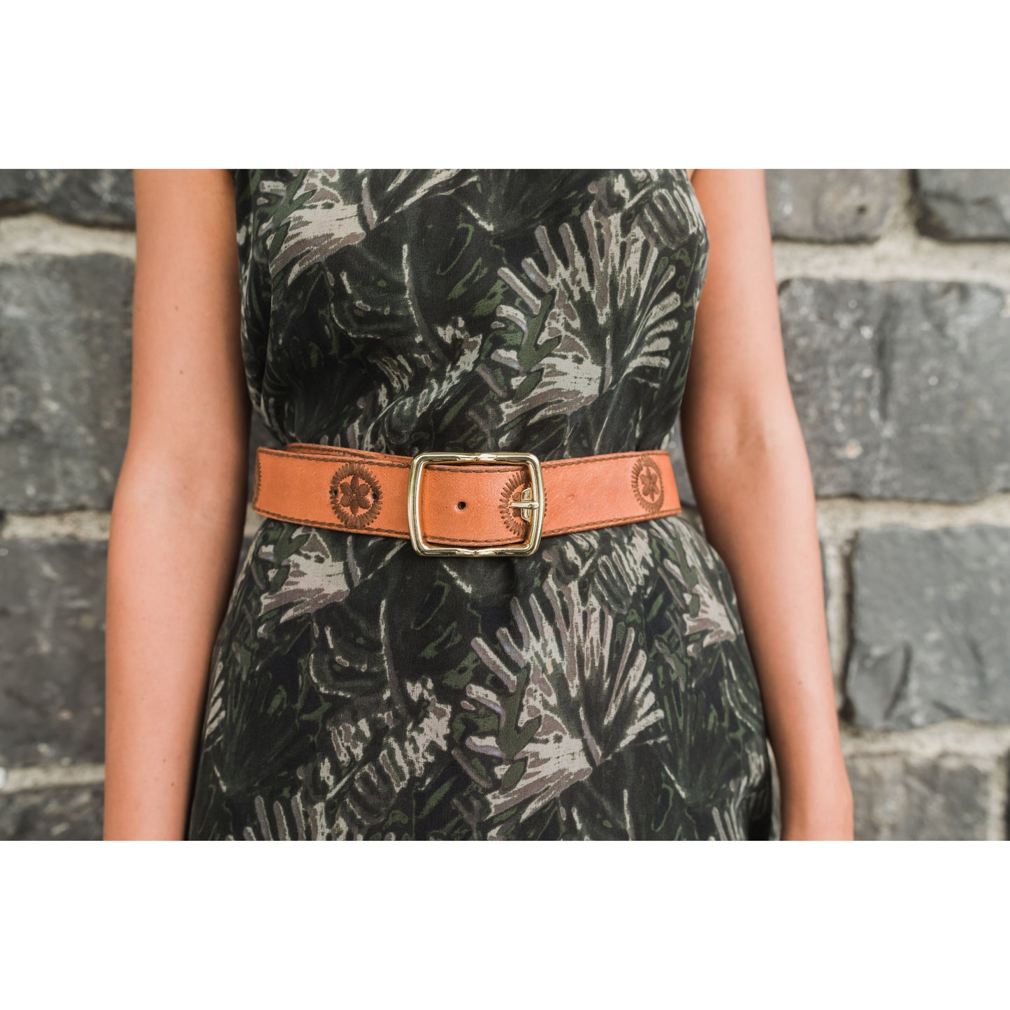 Art N Vintage Reese Belt – Tan (4cm Wide, Embroidered)