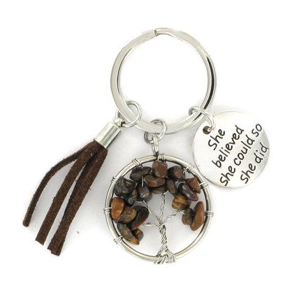Tree of Life Keyrings – Assorted Gemstone Collection