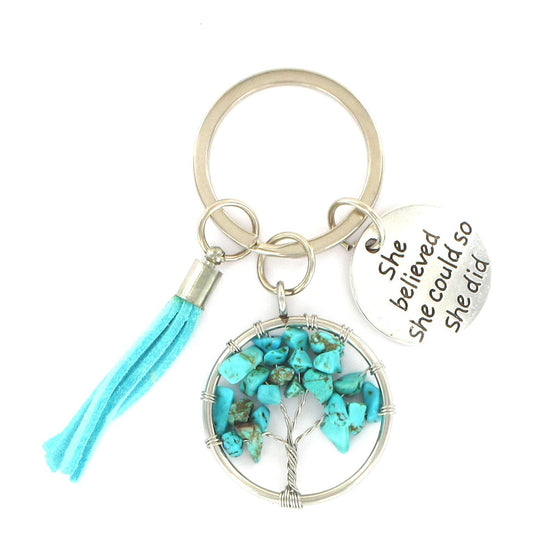 Tree of Life Keyrings – Assorted Gemstone Collection