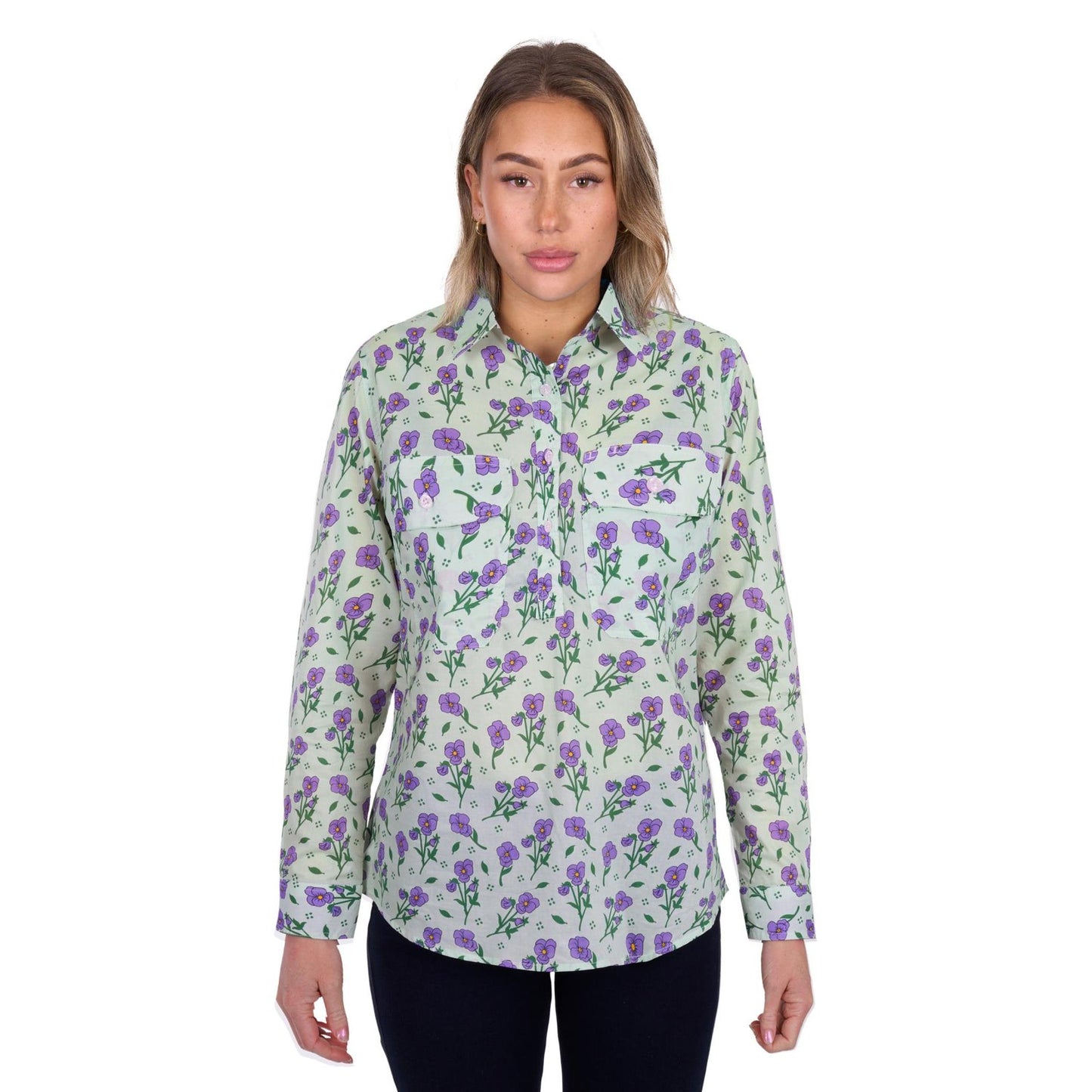 Hard Slog Women’s Lynn Half Placket Long Sleeve Shirt