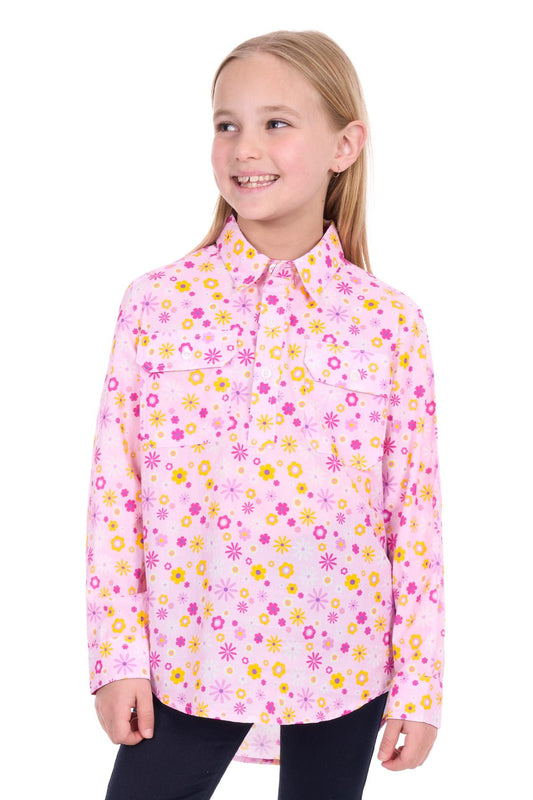 Hard Slog Kid’s Daisy Half Placket Long Sleeve Shirt