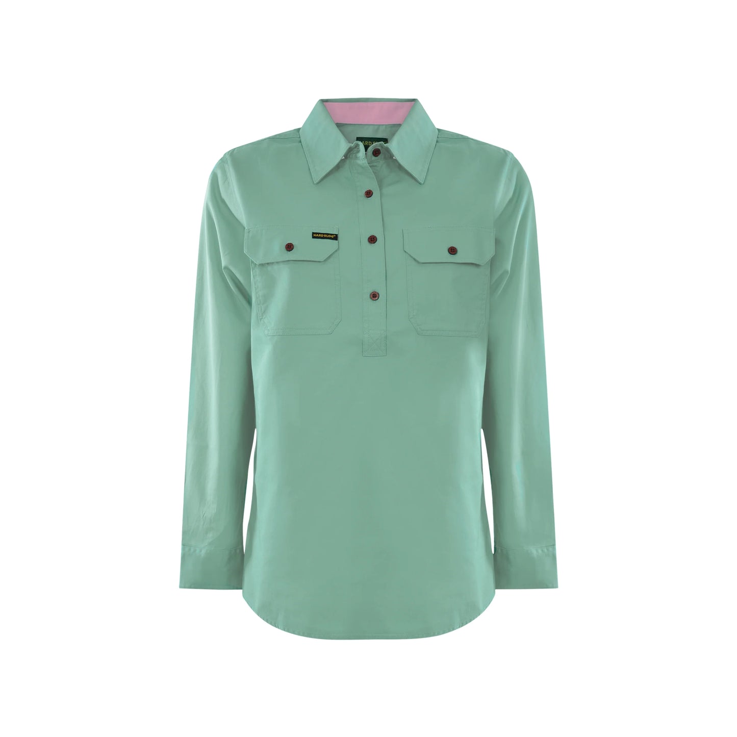 Women’s Half Placket Light Cotton Long Sleeve Shirt – Pastel Sage