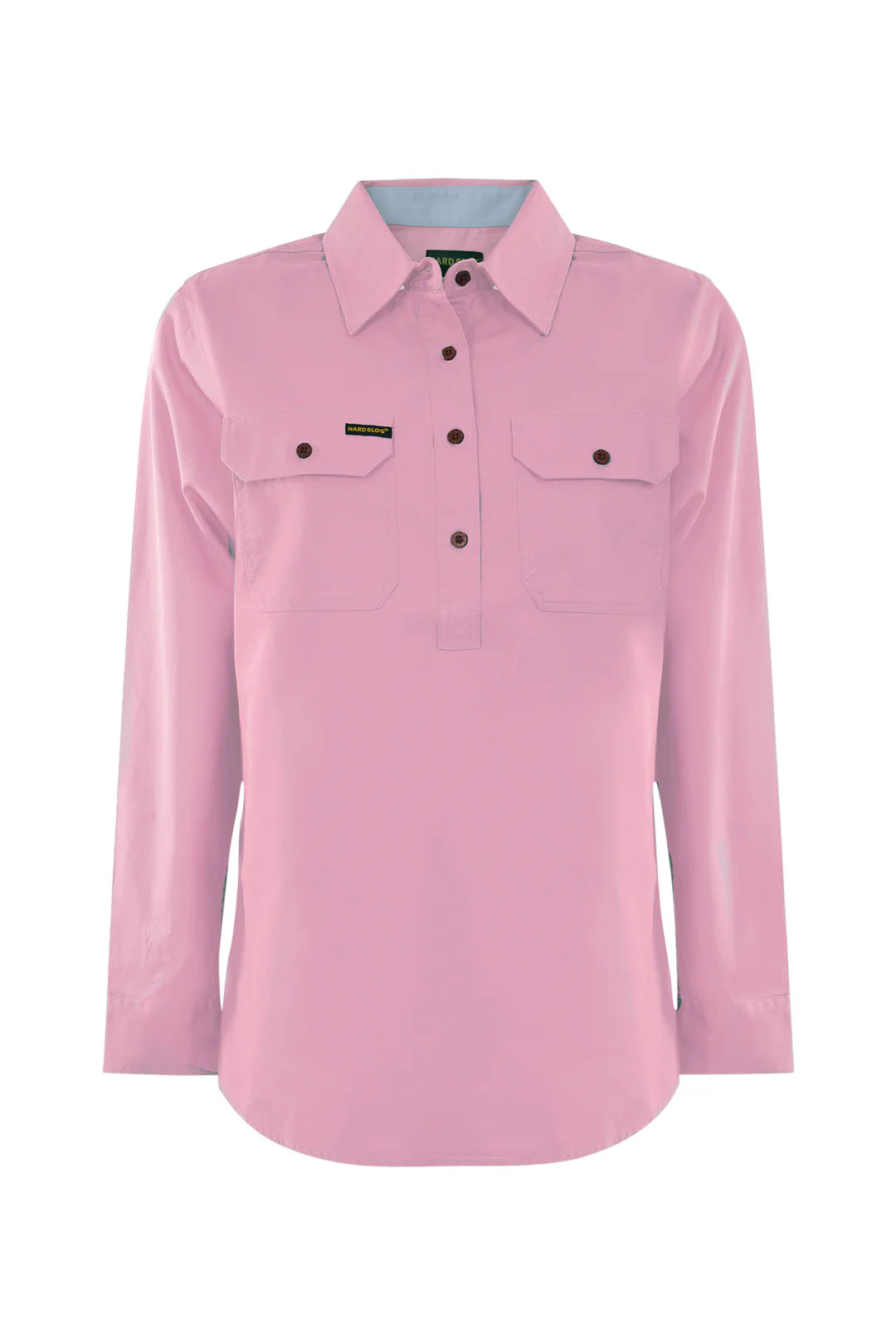 Women’s Half Placket Light Cotton Long Sleeve Shirt – Pastel Rose Pink