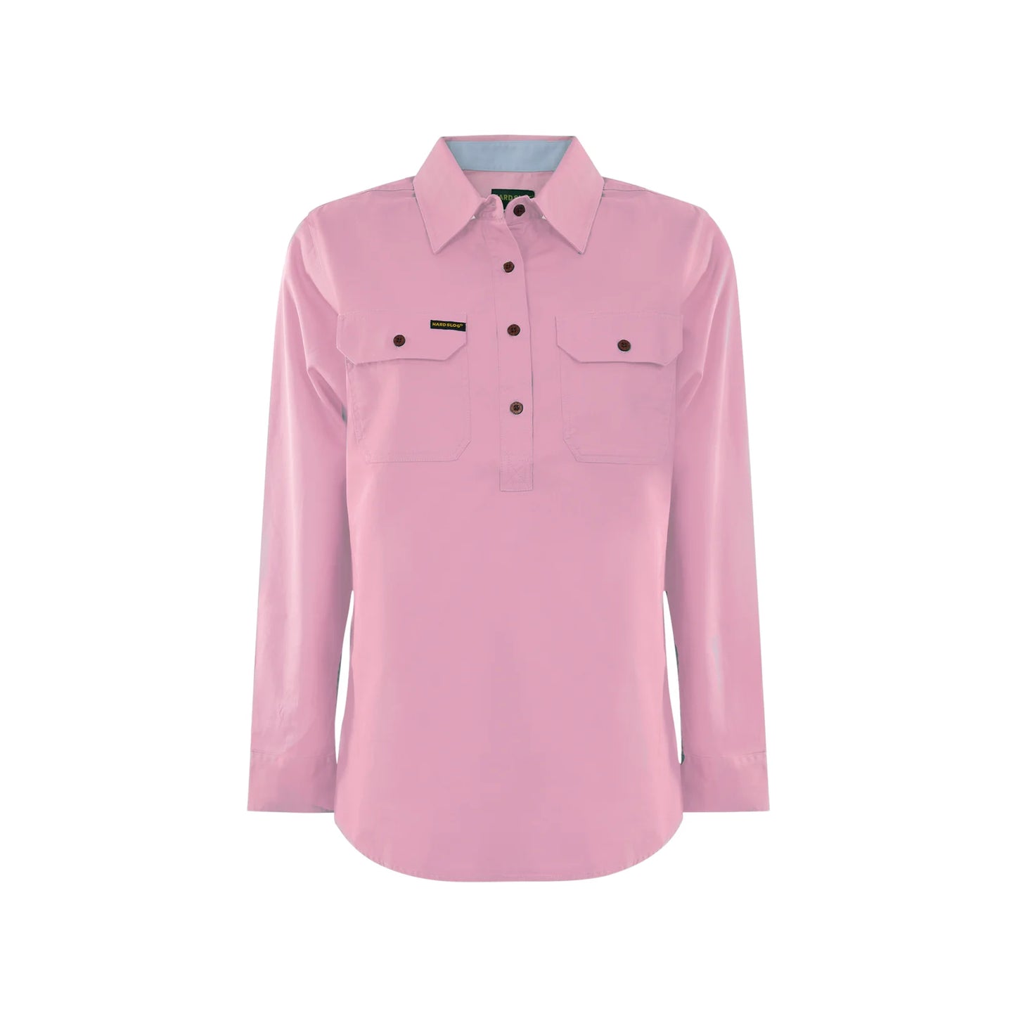 Women’s Half Placket Light Cotton Long Sleeve Shirt – Pastel Rose Pink