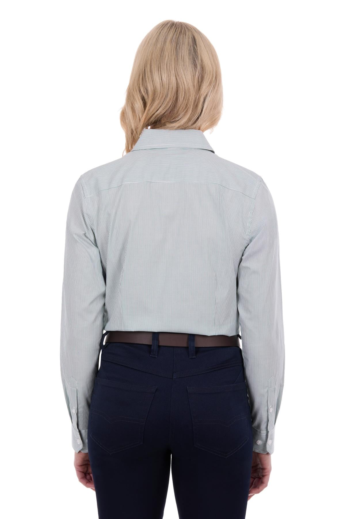Hard Slog Women’s Ash Stripe Long Sleeve Shirt - Green