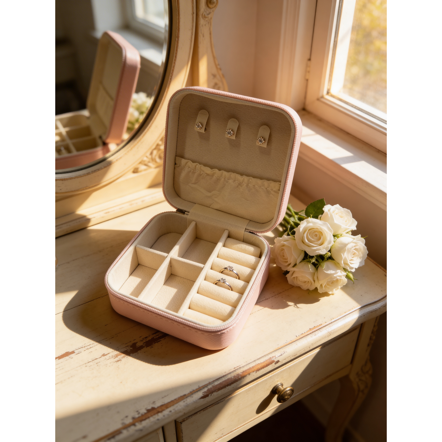 Stylish Pink Travel Jewelry Box