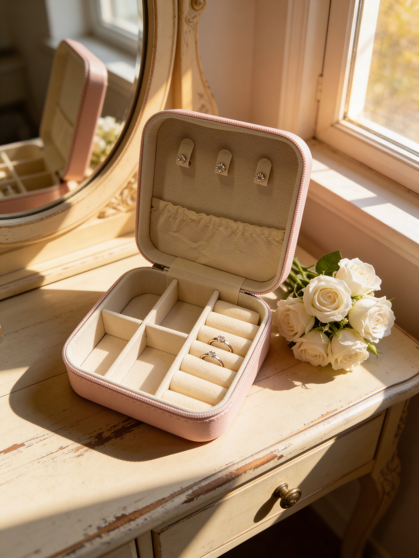 Stylish Pink Travel Jewelry Box