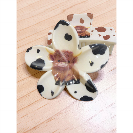 Pastoral Highland Cow Hair Claw Clips