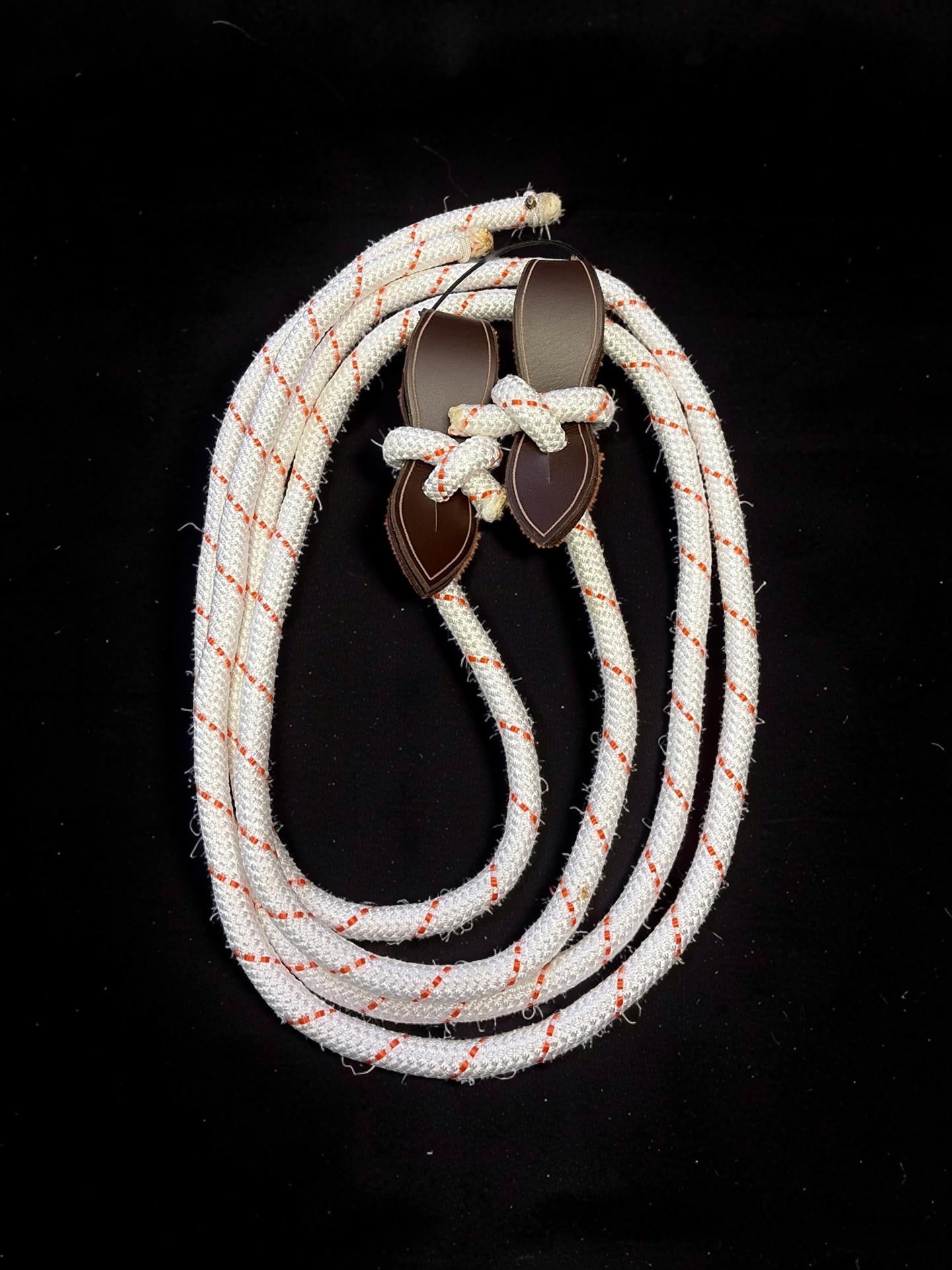 12mm Yacht Rope Reins with Red Dyed Leather Slobber Straps – 6ft