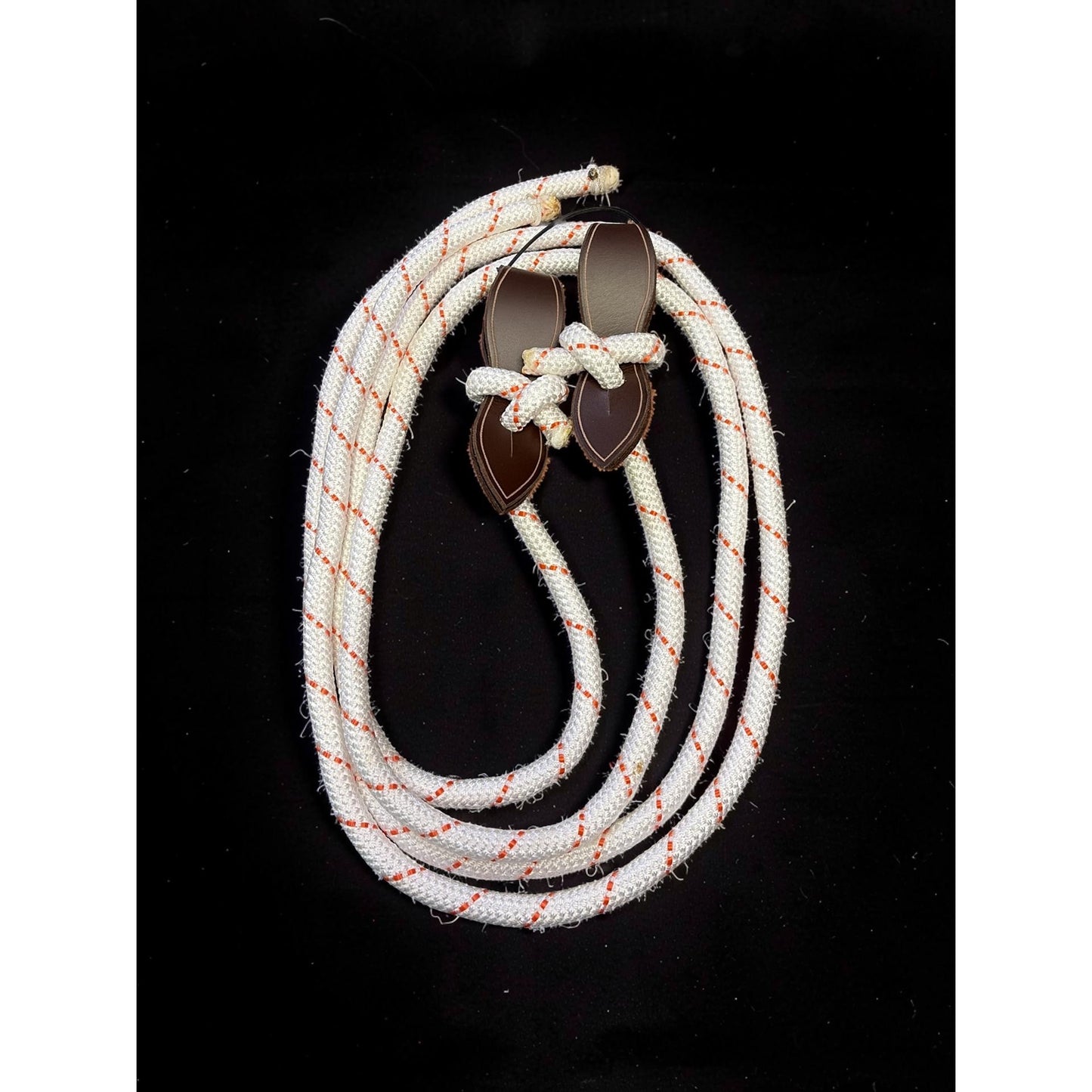 12mm Yacht Rope Reins with Red Dyed Leather Slobber Straps – 6ft